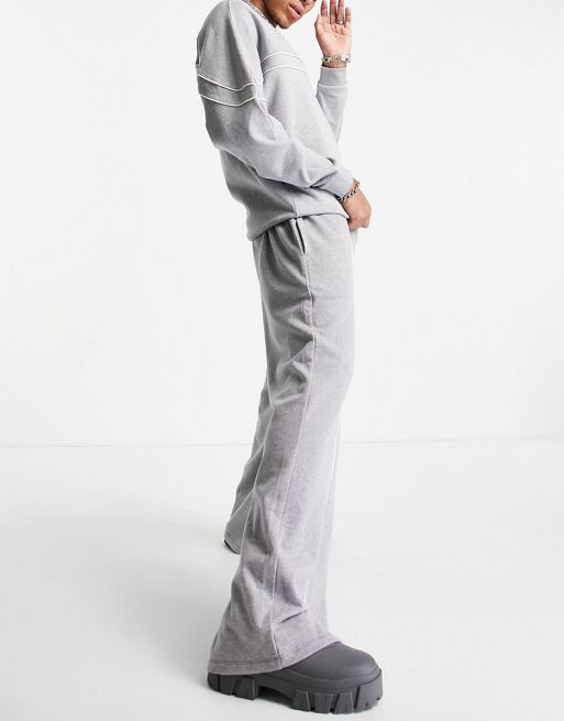 ASOS DESIGN oversized wide leg sweatpants in gray heather with