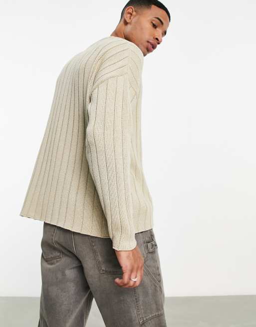 ASOS DESIGN oversized wide ribbed jumper in oatmeal | ASOS