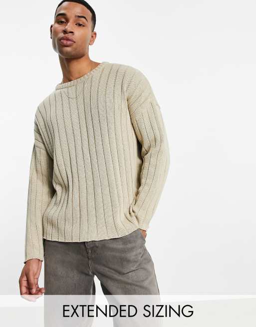 ASOS DESIGN oversized wide ribbed sweater in oatmeal