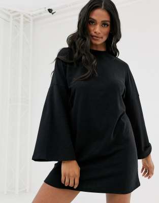 black dress with wide sleeves