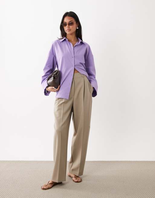 ASOS DESIGN oversized wide sleeve shirt in violet, 2 of 4
