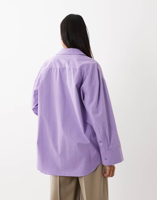 ASOS DESIGN oversized wide sleeve shirt in violet, 4 of 4