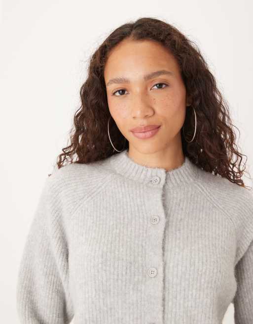 ASOS DESIGN oversized wool blend cardigan in light grey