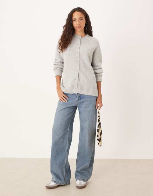 ASOS DESIGN oversized wool blend cardigan in light grey