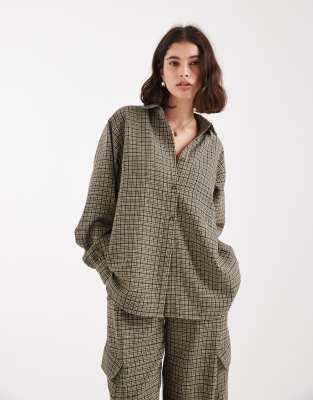 Asos Design Oversized Wool Blend Shacket In Pattern