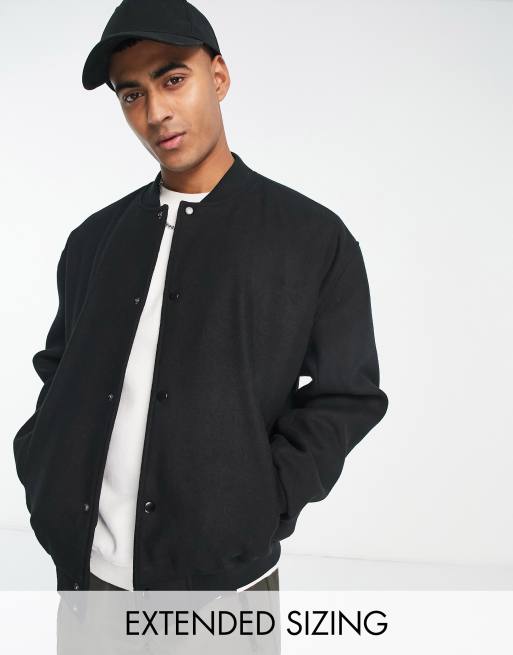 ASOS DESIGN oversized wool bomber jacket in black