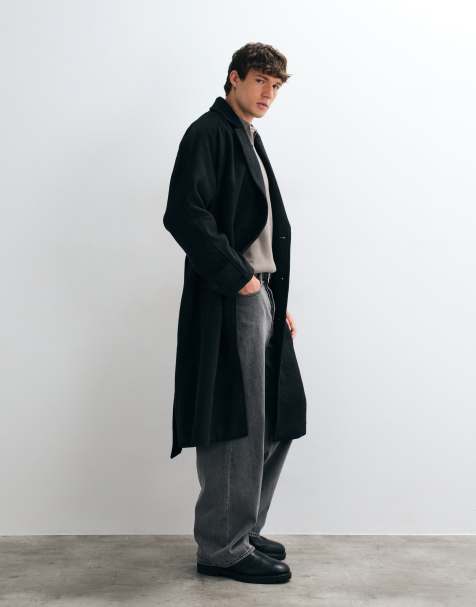 ASOS DESIGN oversized wool look belted overcoat in black - view 1