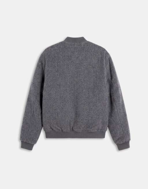 ASOS DESIGN oversized wool look bomber in grey, 7 of 9