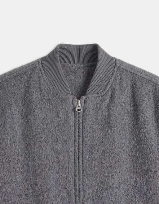 ASOS DESIGN oversized wool look bomber in grey, 8 of 9
