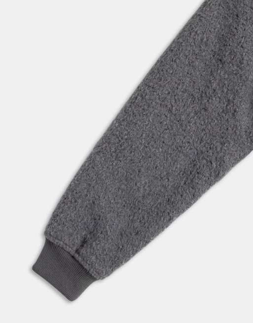 ASOS DESIGN oversized wool look bomber in grey, 9 of 9