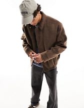 ASOS DESIGN borg fleece walker jacket with scenic print | ASOS
