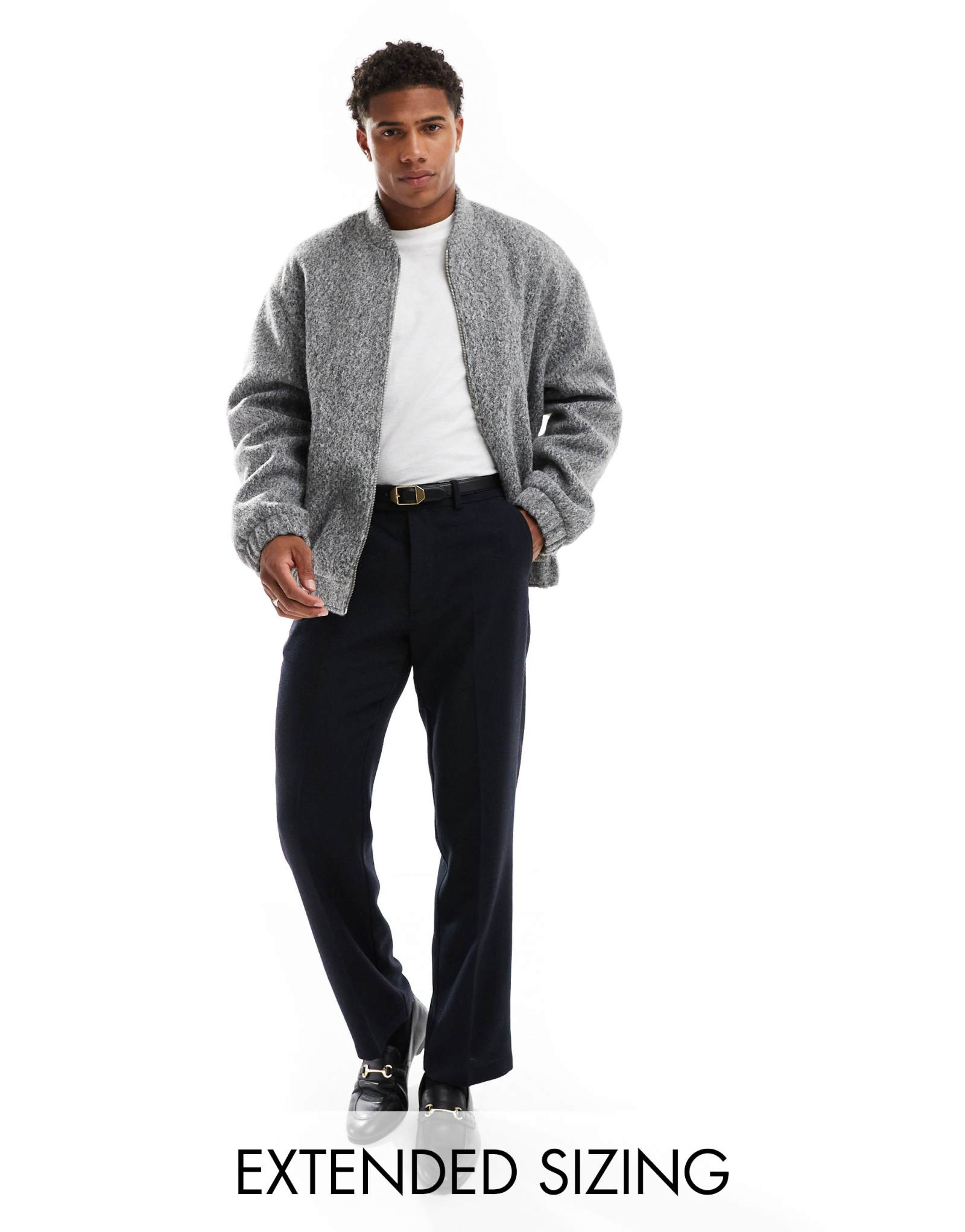 Шерстяная куртка-бомбер оверсайз от ASOS DESIGN серого цвета