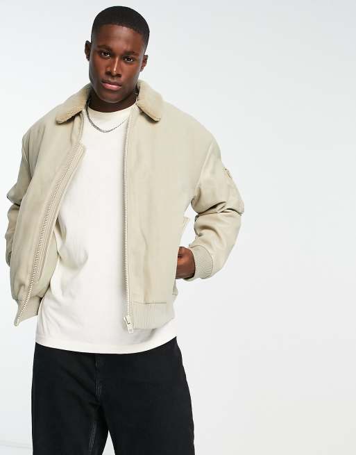 Beige bomber outlet jacket men