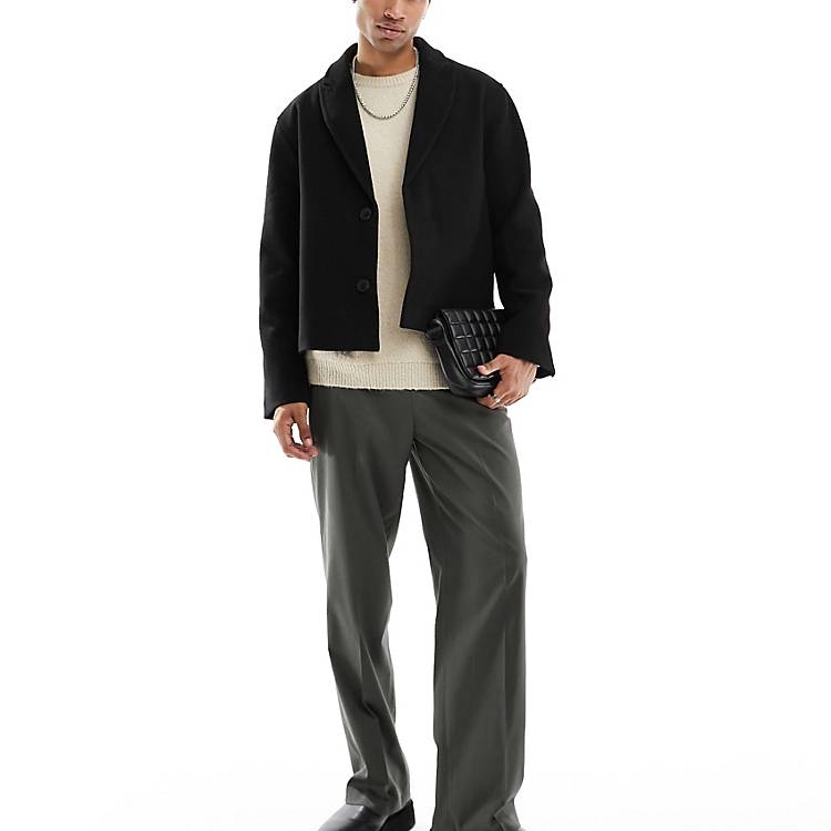 ASOS DESIGN oversized wool look cropped blazer jacket | ASOS