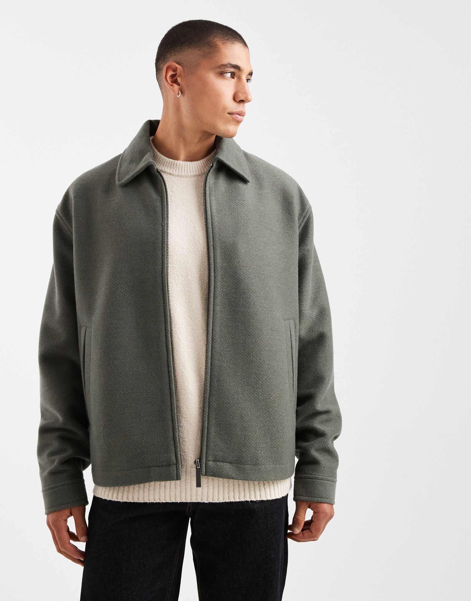 ДИЗАЙНЕРСКАЯ шерстяная куртка harrington оверсайз от ASOS в зеленом цвете