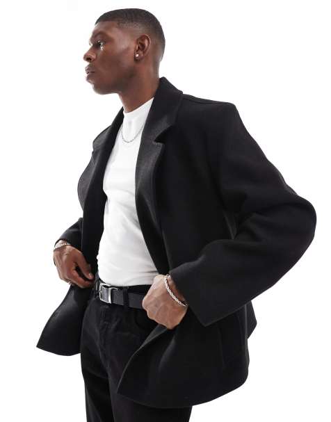 ASOS DESIGN oversized wool look jacket in black - view 1