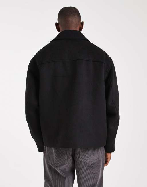 ASOS DESIGN oversized wool look jacket in black, 3 of 5