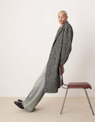 ASOS DESIGN ASOS DESIGN oversized wool look overcoat in black salt and pepper