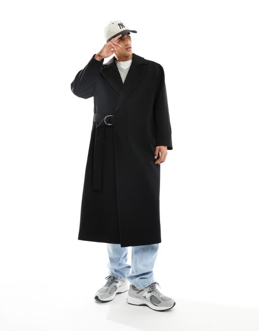 FhyzicsShops DESIGN oversized wool look overcoat in black