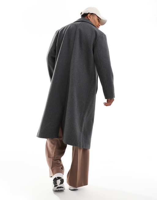 ASOS DESIGN oversized wool look overcoat in gray