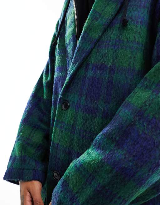 Green and blue plaid on sale coat