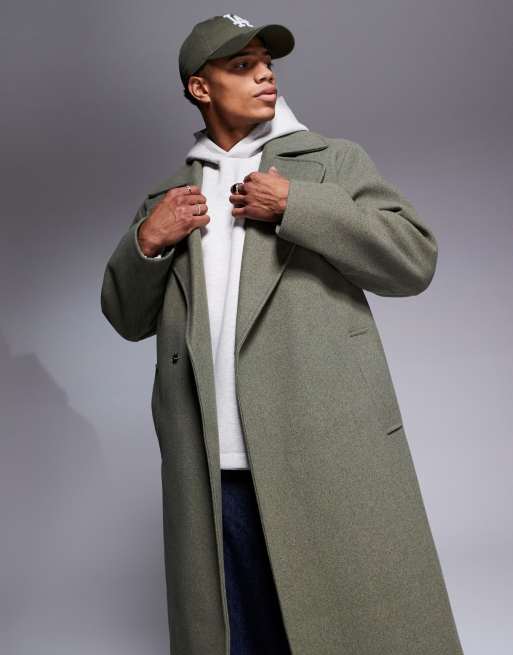 ASOS DESIGN oversized wool look overcoat in khaki ASOS