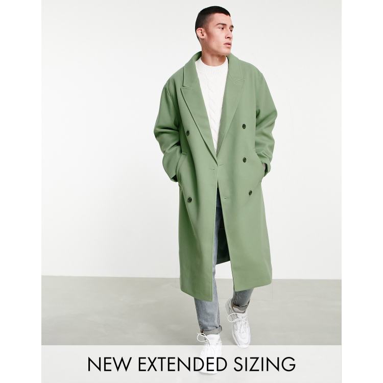 ASOS DESIGN oversized wool look overcoat in sage green