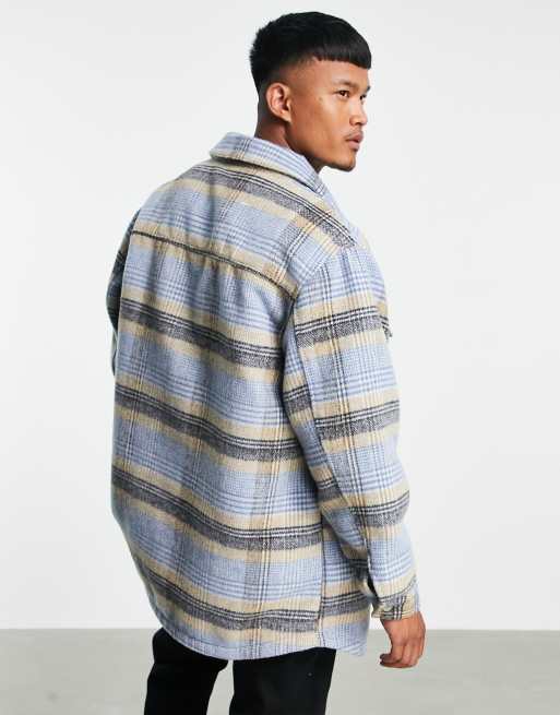 ASOS DESIGN oversized wool look shacket in blue check