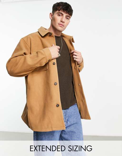 ASOS DESIGN oversized wool look shacket in camel | ASOS