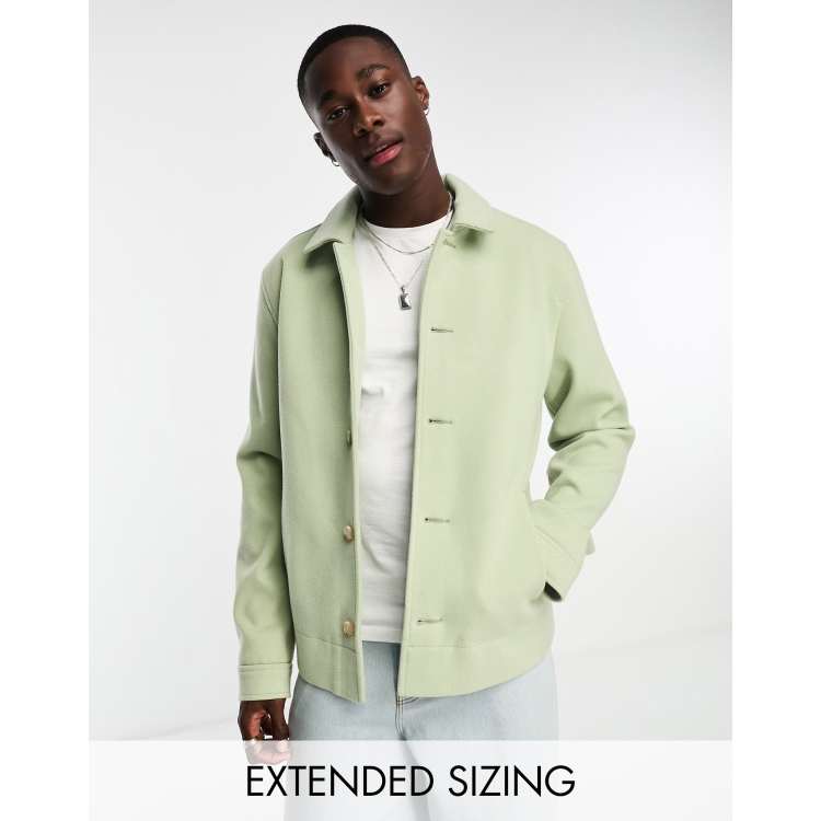 ASOS DESIGN oversized wool-look shacket in green | ASOS