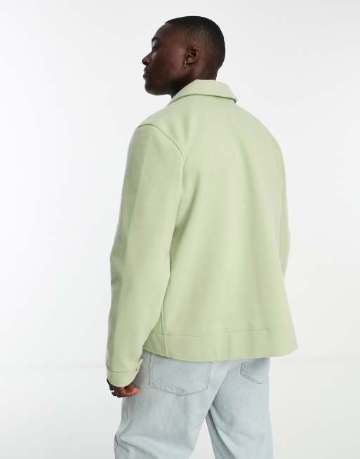 ASOS DESIGN oversized wool-look shacket in green