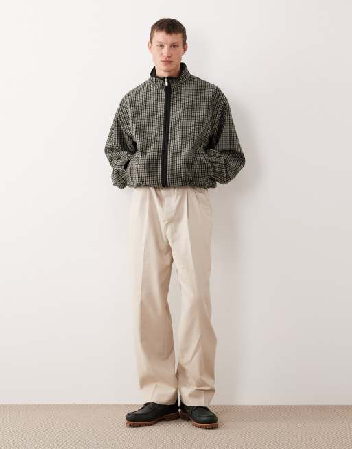 ASOS DESIGN oversized wool look track jacket in green plaid, 2 of 5