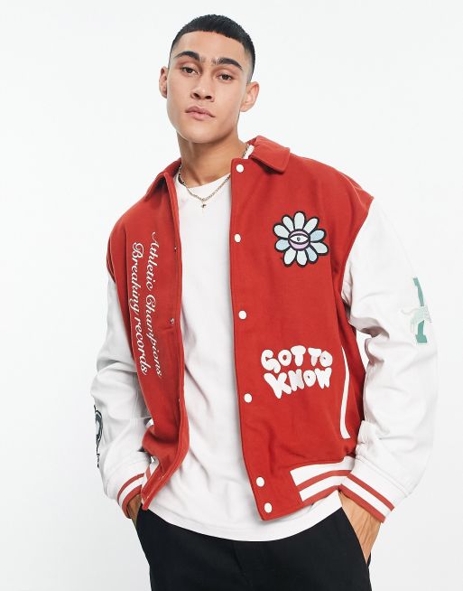 Asos red bomber on sale jacket