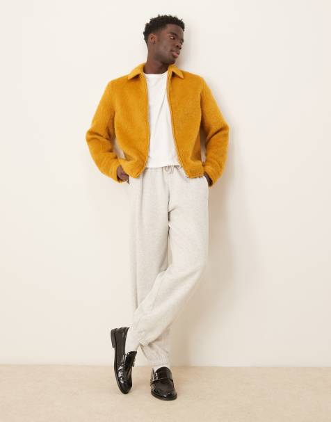 ASOS DESIGN oversized wool mix harrington jacket in mustard yellow - view 1