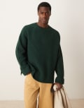 [ASOS DESIGN] ASOS DESIGN oversized wool mix heavyweight rib jumper in dark green L Dark green