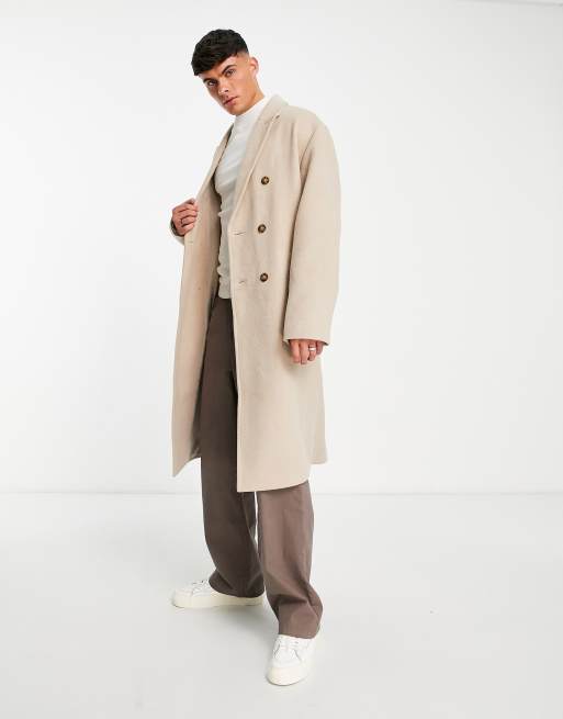 Double-breasted Wool-blend Coat - Dark beige - Men