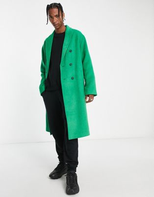 ASOS DESIGN oversized wool mix overcoat in green