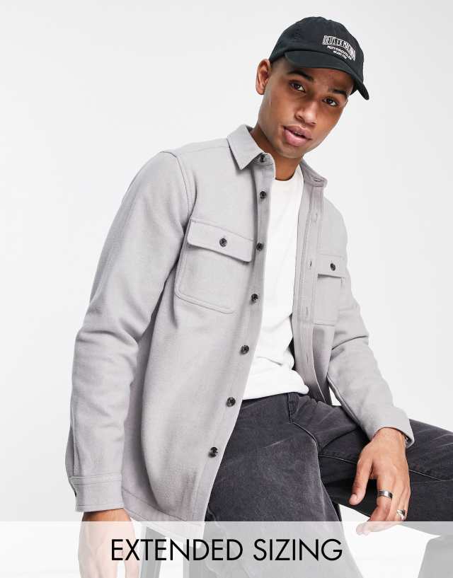 ASOS DESIGN oversized wool shacket in light gray