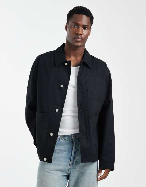 ASOS DESIGN oversized worker jacket in black - view 1