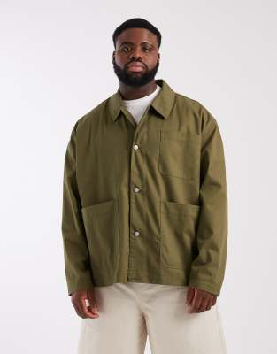 Asos Design Oversized Worker Jacket In Green