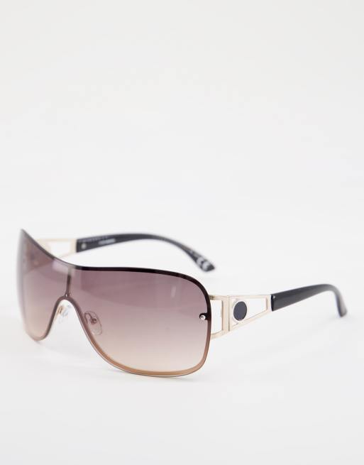 ASOS DESIGN oversized wrap 90s sunglasses in brown | ASOS