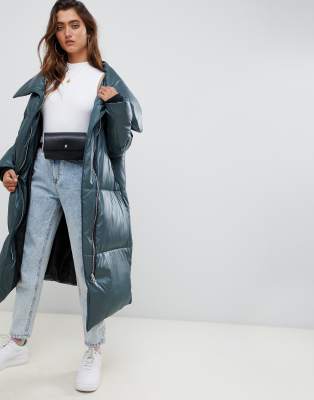 wrap front puffer jacket