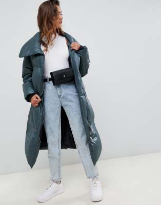 wrap front puffer jacket