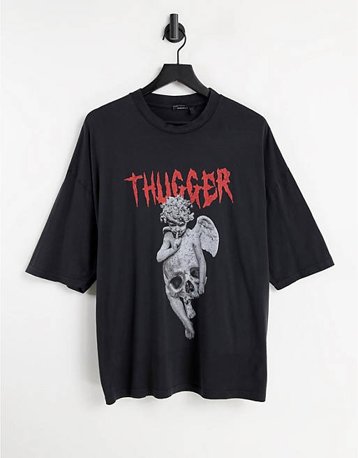 ASOS DESIGN oversized Young Thug T-Shirt in acid wash black