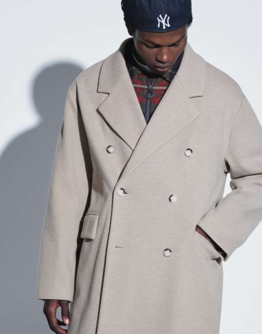 ASOS DESIGN oversized ytterrock i ulllook i taupe, 5 av 6