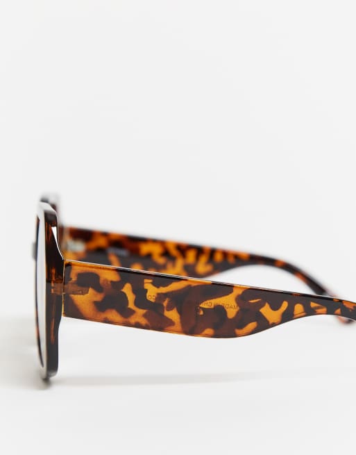 ASOS DESIGN - Oversized zeshoekige jaren 70 zonnebril in tortoise, 2 van 4