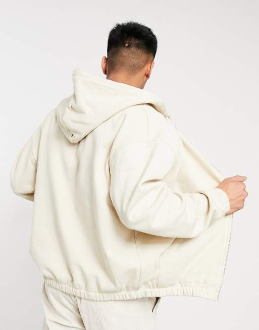 Zip discount hoodie beige