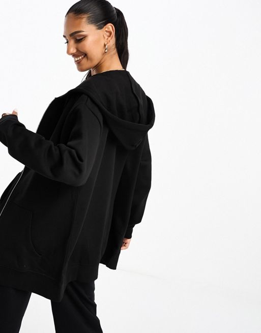 ASOS DESIGN cropped zip up hoodie in black