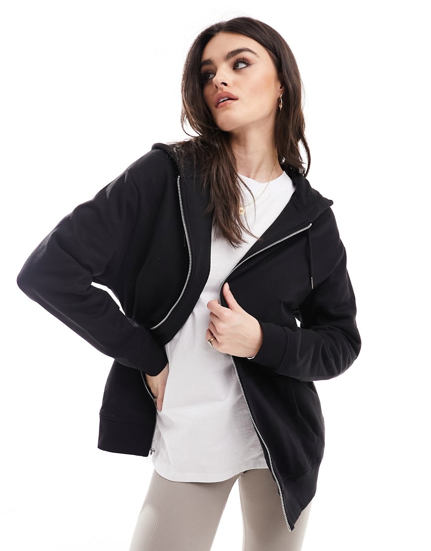 ASOS DESIGN oversized zip through hoodie in black