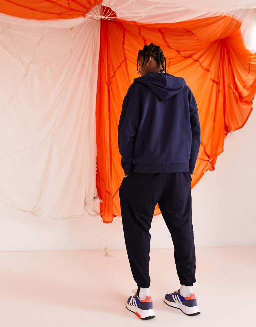 ASOS DESIGN oversized zip through hoodie in dark navy blue | ASOS